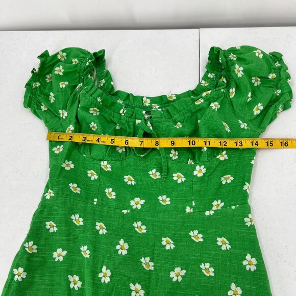 Urban Outfitters XS Daisy Floral Smocked Mini Dress Off Shoulder Cottagecore - Picture 9 of 12